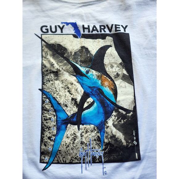 T-SHIRT-GUY HARVEY-MEN'S-White-Large Back Graphic-Florida Theme-Size LARGE - Picture 4 of 14